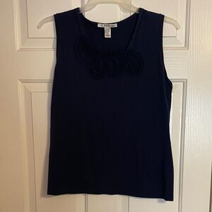 Chico's Dark Blue Tank Top with Embellished Neckline